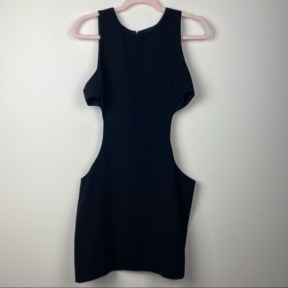 ALICE + OLIVIA Black Sleeveless Mini Cocktail Side Cutout Dress Solid Medium M - Picture 2 of 11